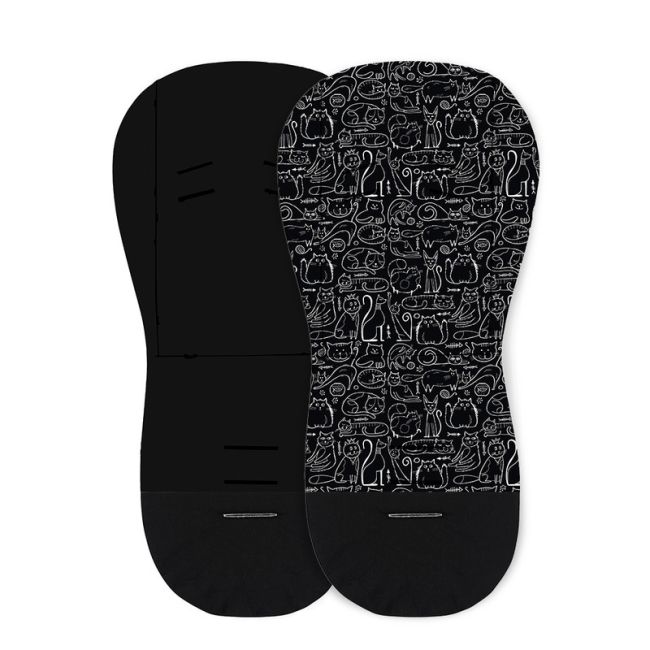 Petite&Mars - Salteluta pentru carucior din spuma cu memorie, Reversibila, Din bumbac, Design pisici, Negru BYN502116