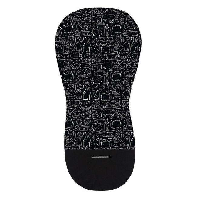 Petite&Mars - Salteluta pentru carucior din spuma cu memorie, Reversibila, Din bumbac, Design pisici, Negru BYN502116