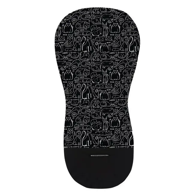 Petite&Mars - Salteluta pentru carucior din spuma cu memorie, Reversibila, Din bumbac, Design pisici, Negru BYN502116