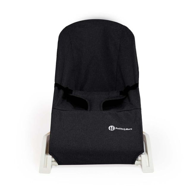 Petite&Mars - Sezlong balansoar, Calmy, Cu centura in 3 puncte, De la nastere pana la 9 kg, Negru BYN915900