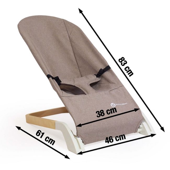 Petite&Mars - Sezlong balansoar, Calmy, Cu centura in 3 puncte, De la nastere pana la 9 kg, Negru BYN915900