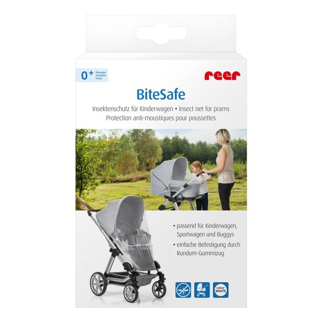Plasa de insecte pentru carucior bebelusi, protectie tantari, 0+ luni, alba, Reer BiteSafe white 87030
