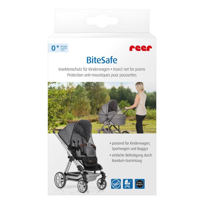 Plasa de insecte pentru carucior bebelusi, protectie tantari, 0+ luni, neagra, Reer BiteSafe black 87021