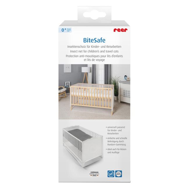 Plasa de insecte pentru patut copii si patut de calatorie, protectie tantari, 0+ luni, alba, Reer BiteSafe 87040