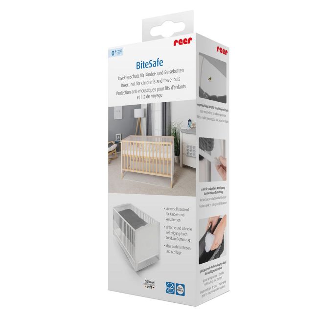 Plasa de insecte pentru patut copii si patut de calatorie, protectie tantari, 0+ luni, alba, Reer BiteSafe 87040