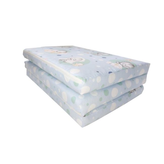 Saltea Pliabila Spuma Poliuretanica 120x60x5 cm -  Baby Teddy Blue 00086673