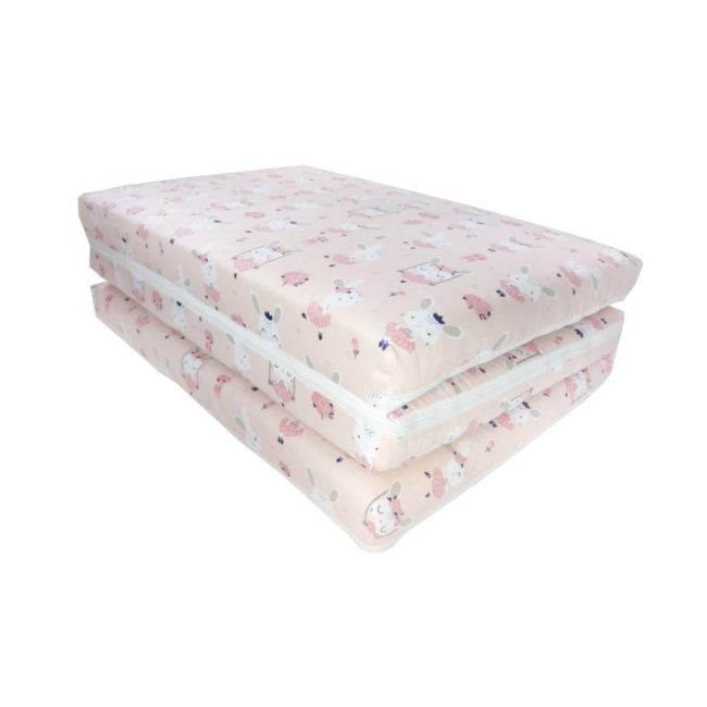 Saltea Pliabila Spuma Poliuretanica 120x60x5 cm - Dancing Bunny Roz 00086674