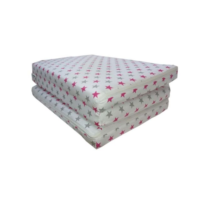 Saltea Pliabila Spuma Poliuretanica 120x60x5 cm - Stelute Gri Roz 00086682