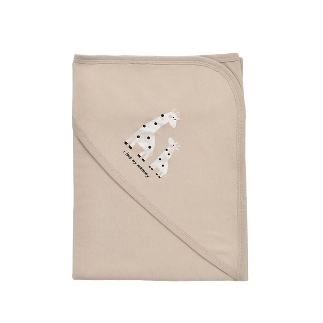 Paturica din bumbac organic Girafa, BabyCosy, Mink, 85X85 cm JEMBC-CSY5907