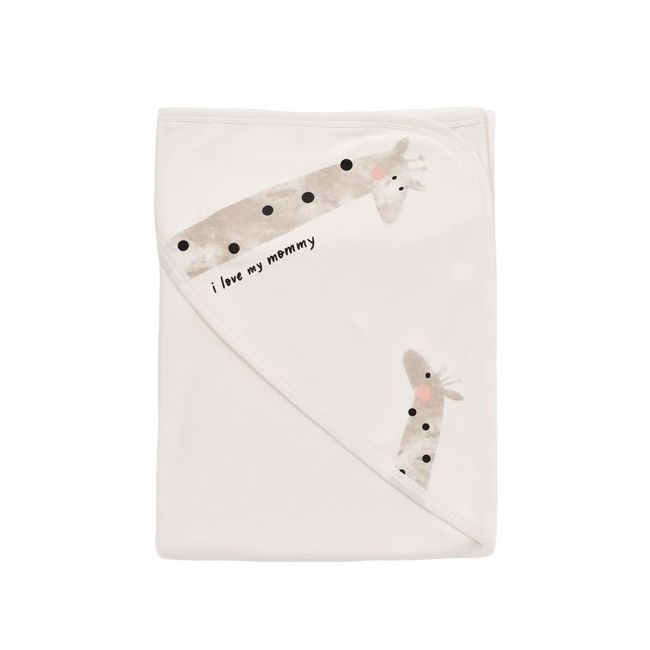 Paturica din bumbac organic Girafe, BabyCosy, Ecru, 85X85 cm JEMBC-CSY5908