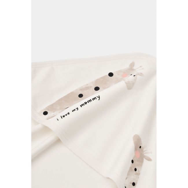 Paturica din bumbac organic Girafe, BabyCosy, Ecru, 85X85 cm JEMBC-CSY5908