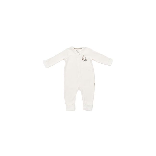Salopeta cu fermoar Girafa, BabyCosy, 100% bumbac organic, Ecru (Marime: 6-9 luni) JEMBC-CSY3041-6