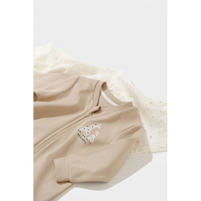 Salopeta cu fermoar Girafa, BabyCosy, 100% bumbac organic, Mink (Marime: 9-12 luni) JEMBC-CSY3042-9