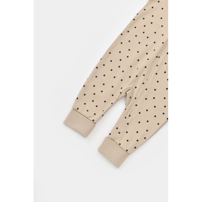 Salopeta cu fermoar si buline Girafa, BabyCosy, 100% bumbac organic, Mink (Marime: 6-9 luni) JEMBC-CSY3044-6