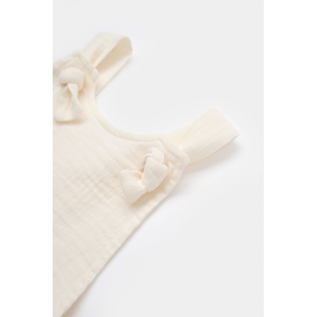 Salopeta de vara cu pantaloni lungi din muselina, BabyCosy, 100%bumbac, ecru (Marime: 6-9 luni) JEMBC-CSYM7006-6