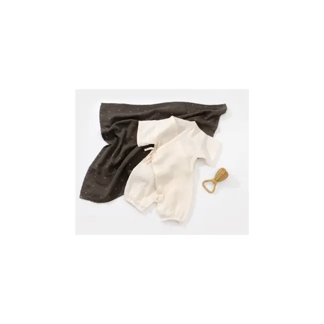 Salopeta petrecuta din muselina, BabyCosy, 100% bumbac organic, Ecru (Marime: 18-24 Luni) JEMBC-CSYM7000-18