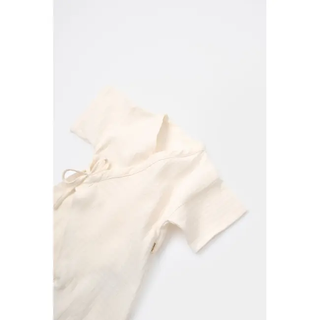 Salopeta petrecuta din muselina, BabyCosy, 100% bumbac organic, Ecru (Marime: 18-24 Luni) JEMBC-CSYM7000-18