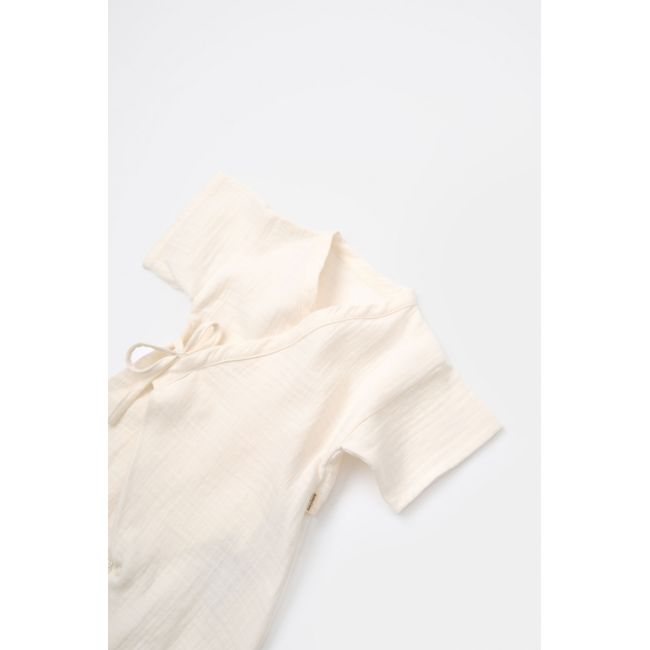 Salopeta petrecuta din muselina, BabyCosy, 100% bumbac organic, Ecru (Marime: 3-6 Luni) JEMBC-CSYM7000-3