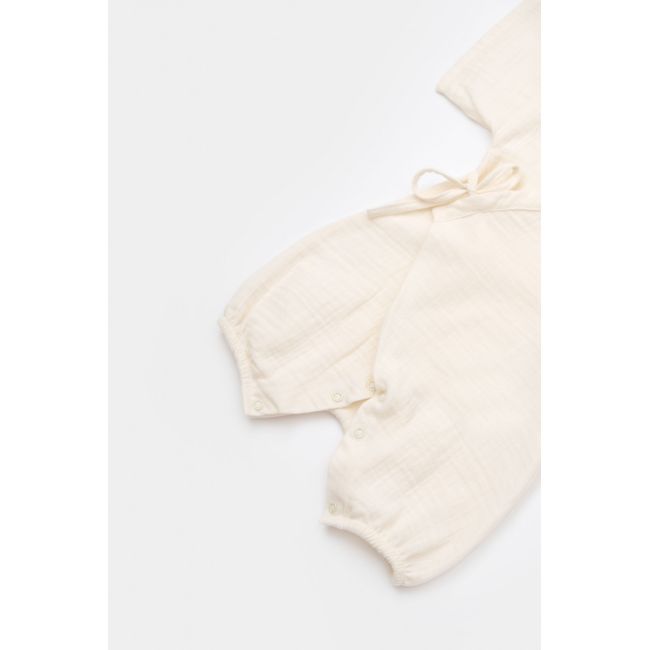 Salopeta petrecuta din muselina, BabyCosy, 100% bumbac organic, Ecru (Marime: 6-9 luni) JEMBC-CSYM7000-6