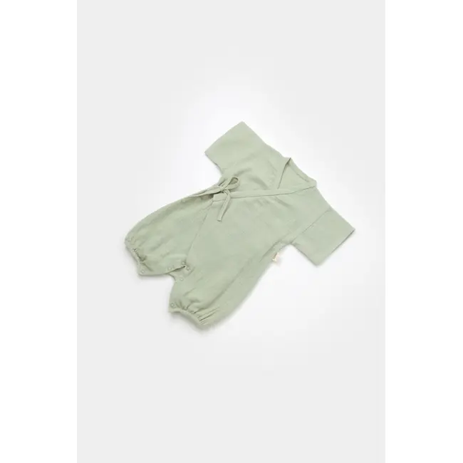 Salopeta petrecuta din muselina, BabyCosy, 100% bumbac organic, Verde (Marime: 18-24 Luni) JEMBC-CSYM7002-18