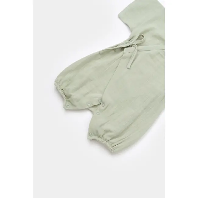 Salopeta petrecuta din muselina, BabyCosy, 100% bumbac organic, Verde (Marime: 18-24 Luni) JEMBC-CSYM7002-18