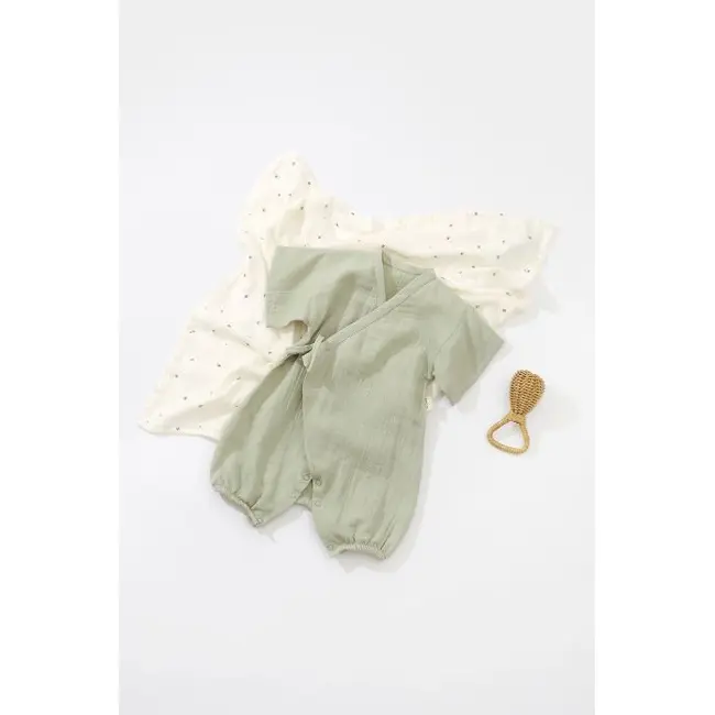 Salopeta petrecuta din muselina, BabyCosy, 100% bumbac organic, Verde (Marime: 18-24 Luni) JEMBC-CSYM7002-18