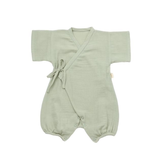 Salopeta petrecuta din muselina, BabyCosy, 100% bumbac organic, Verde (Marime: 3-6 Luni) JEMBC-CSYM7002-3