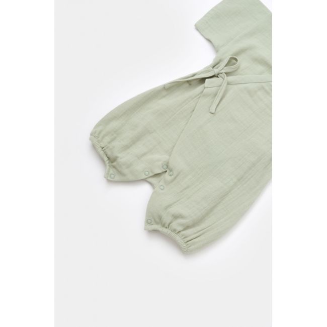 Salopeta petrecuta din muselina, BabyCosy, 100% bumbac organic, Verde (Marime: 3-6 Luni) JEMBC-CSYM7002-3