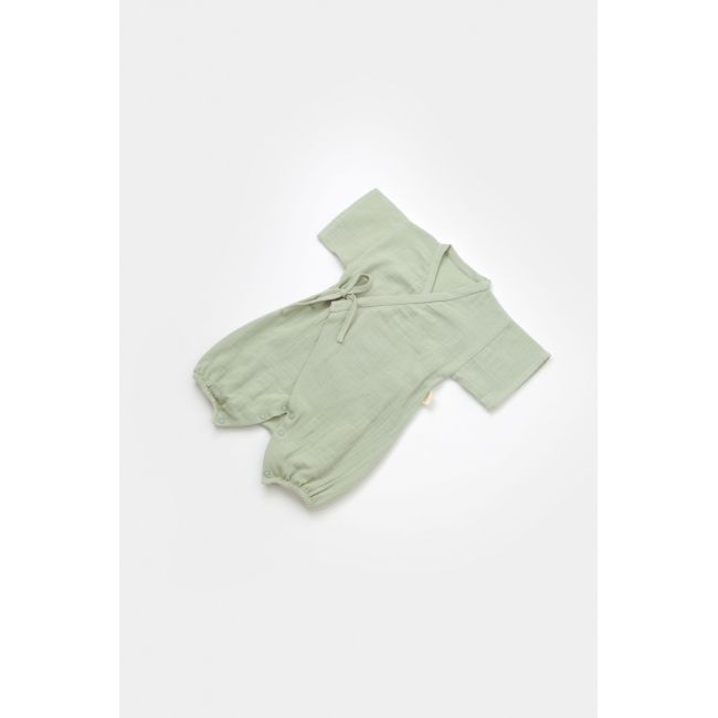 Salopeta petrecuta din muselina, BabyCosy, 100% bumbac organic, Verde (Marime: 3-6 Luni) JEMBC-CSYM7002-3