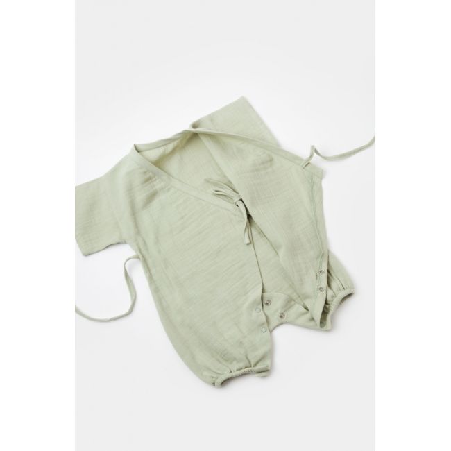 Salopeta petrecuta din muselina, BabyCosy, 100% bumbac organic, Verde (Marime: 3-6 Luni) JEMBC-CSYM7002-3