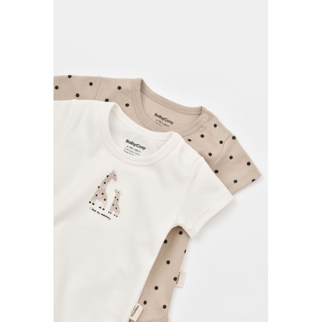 Set 2 body-uri bebe unisex Girafa, Baby Cosy, 100% bumbac organic (Marime: 0-3 Luni) JEMBC-CSY5758-0
