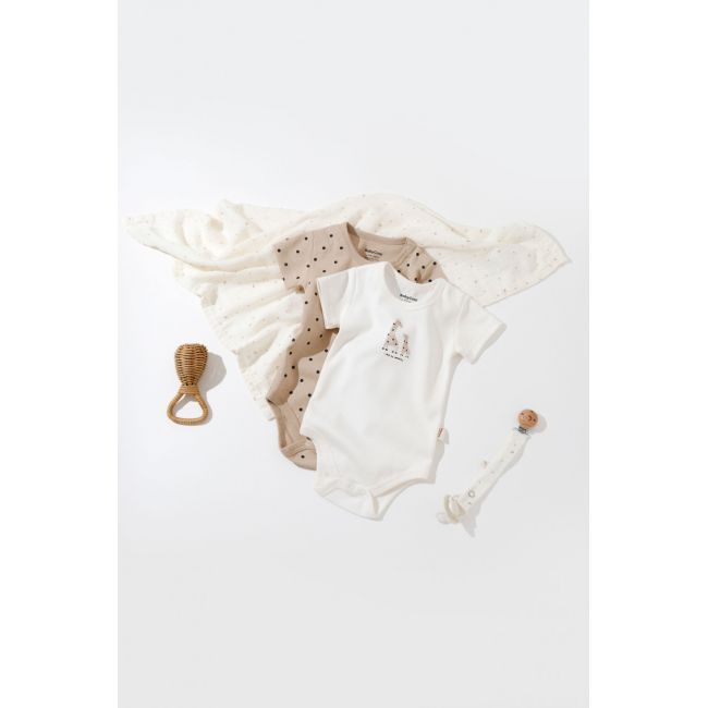 Set 2 body-uri bebe unisex Girafa, Baby Cosy, 100% bumbac organic (Marime: 0-3 Luni) JEMBC-CSY5758-0