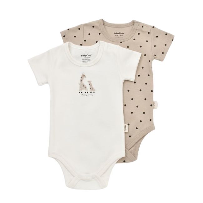 Set 2 body-uri bebe unisex Girafa, Baby Cosy, 100% bumbac organic (Marime: 6-9 luni) JEMBC-CSY5758-6