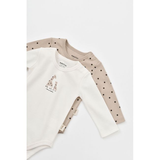 Set 2 body-uri cu maneca lunga bebe unisex Girafa, Baby Cosy, 100% bumbac organic (Marime: 18-24 Luni) JEMBC-CSY5788-18