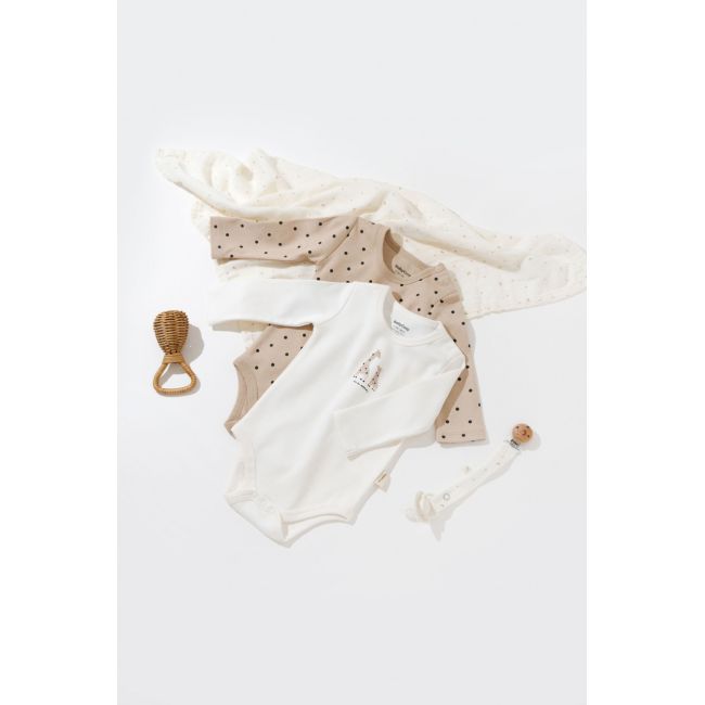 Set 2 body-uri cu maneca lunga bebe unisex Girafa, Baby Cosy, 100% bumbac organic (Marime: 3-6 Luni) JEMBC-CSY5788-3