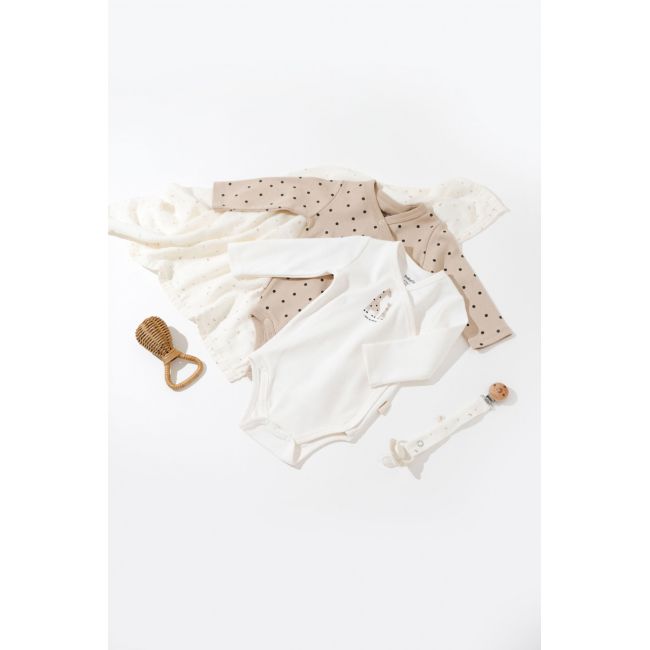 Set 2 body-uri cu maneca lunga petrecute, Girafa, Baby Cosy, 100% bumbac organic (Marime: 3-6 Luni) JEMBC-CSY5759-3