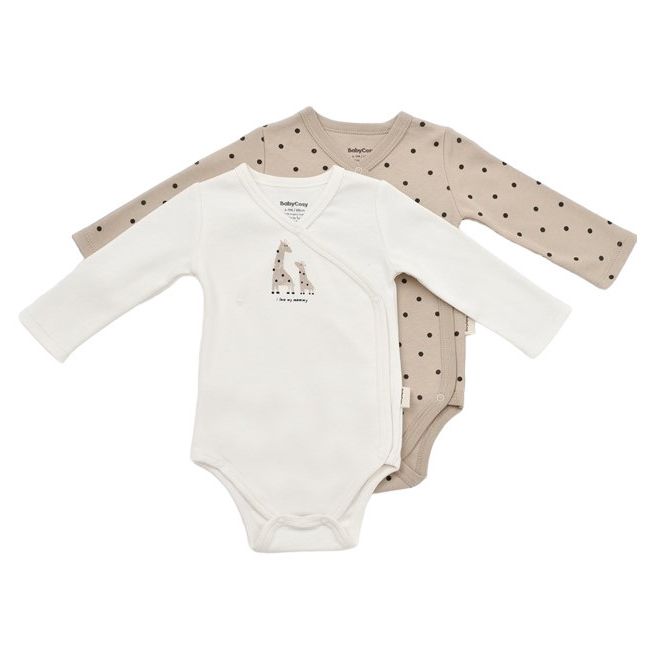 Set 2 body-uri cu maneca lunga petrecute, Girafa, Baby Cosy, 100% bumbac organic (Marime: 6-9 luni) JEMBC-CSY5759-6