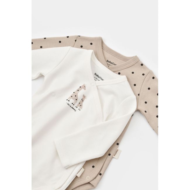 Set 2 body-uri cu maneca lunga petrecute, Girafa, Baby Cosy, 100% bumbac organic (Marime: 6-9 luni) JEMBC-CSY5759-6