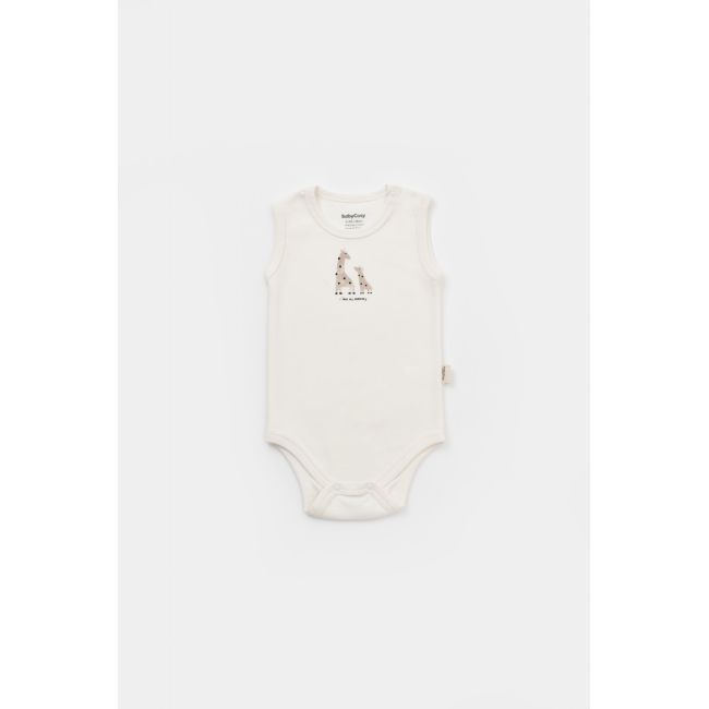 Set 2 body-uri fara maneci bebe unisex Girafa, Baby Cosy, 100% bumbac organic (Marime: 3-6 Luni) JEMBC-CSY5705-3