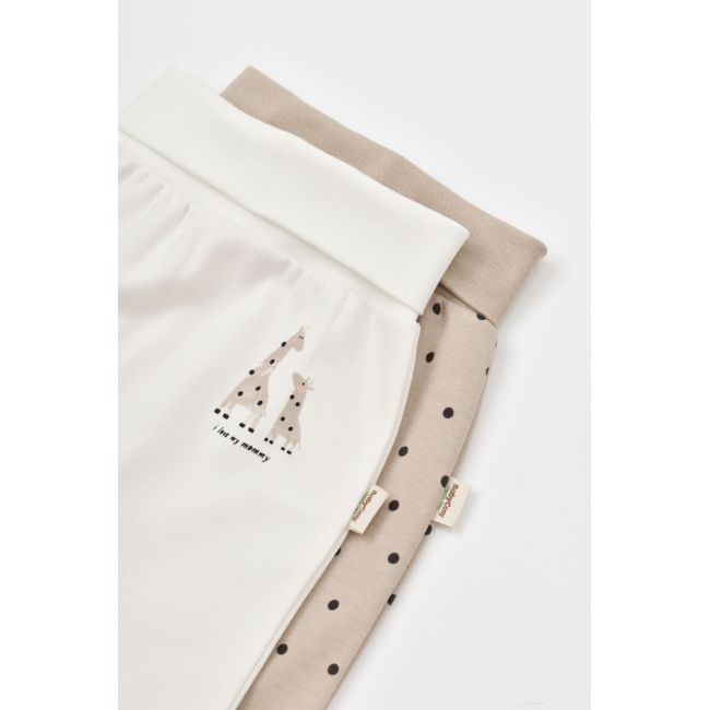 Set 2 pantaloni bebe unisex Girafa, Baby Cosy, 100% bumbac organic (Marime: 6-9 luni) JEMBC-CSY5628-6