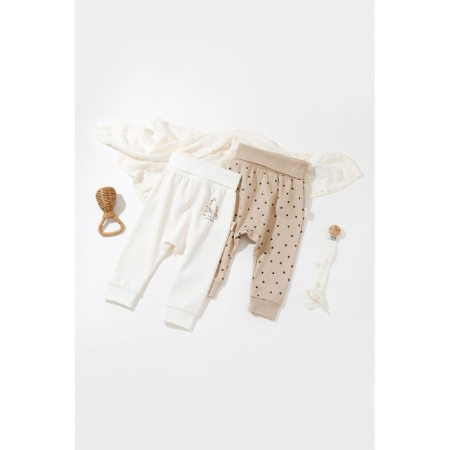 Set 2 pantaloni bebe unisex Girafa, Baby Cosy, 100% bumbac organic (Marime: 9-12 luni) JEMBC-CSY5628-9