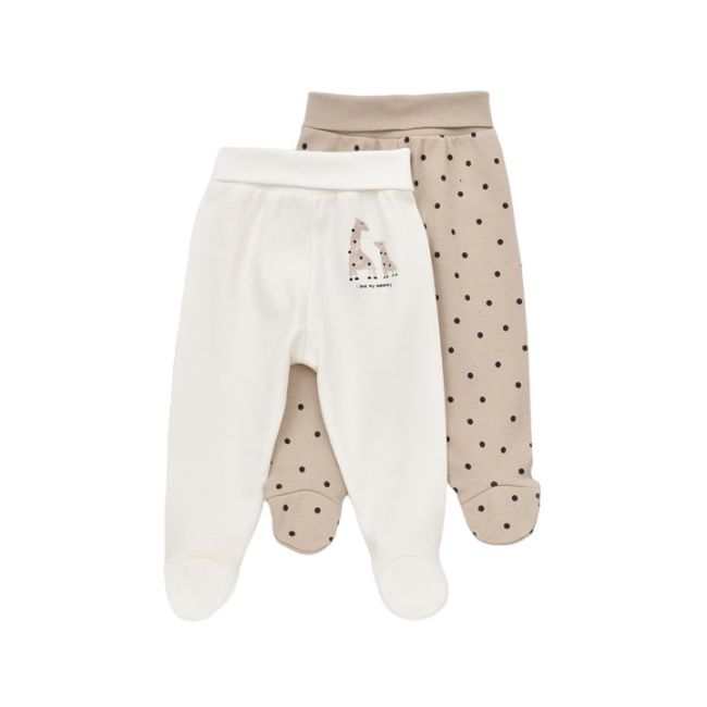 Set 2 pantaloni cu botosei bebe unisex Girafa, Baby Cosy, 100% bumbac organic (Marime: 0-3 Luni) JEMBC-CSY5627-0