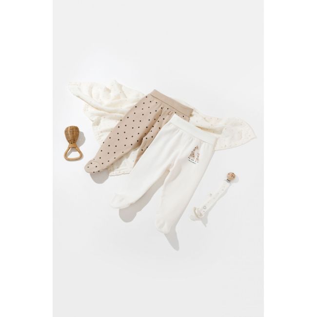 Set 2 pantaloni cu botosei bebe unisex Girafa, Baby Cosy, 100% bumbac organic (Marime: 0-3 Luni) JEMBC-CSY5627-0
