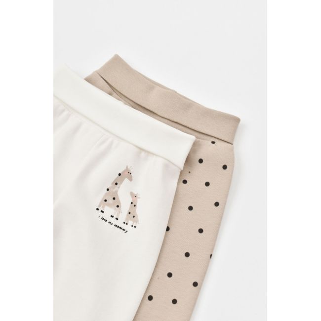 Set 2 pantaloni cu botosei bebe unisex Girafa, Baby Cosy, 100% bumbac organic (Marime: 0-3 Luni) JEMBC-CSY5627-0