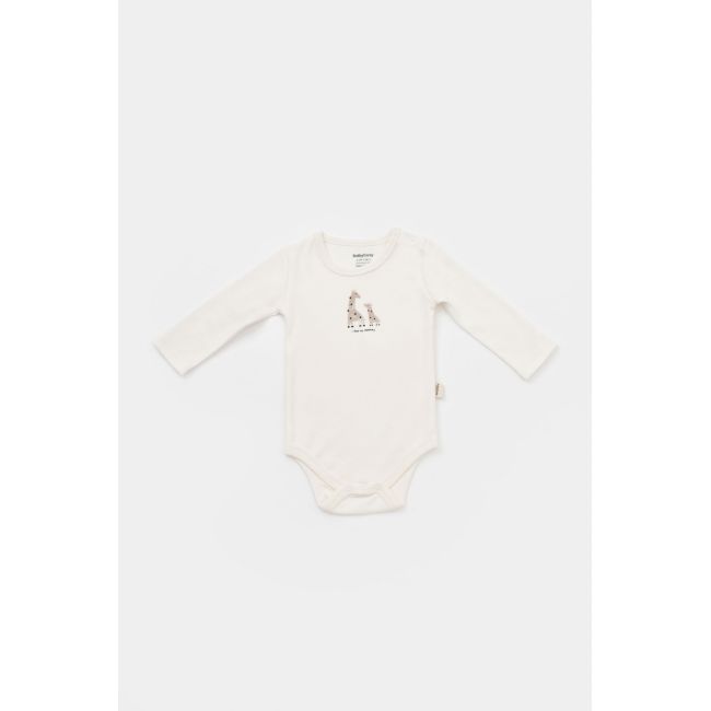 Set 3 piese: body, pantaloni si caciulita Girafa, BabyCosy, 100% bumbac organic (Marime: 3-6 Luni) JEMBC-CSY5200-3