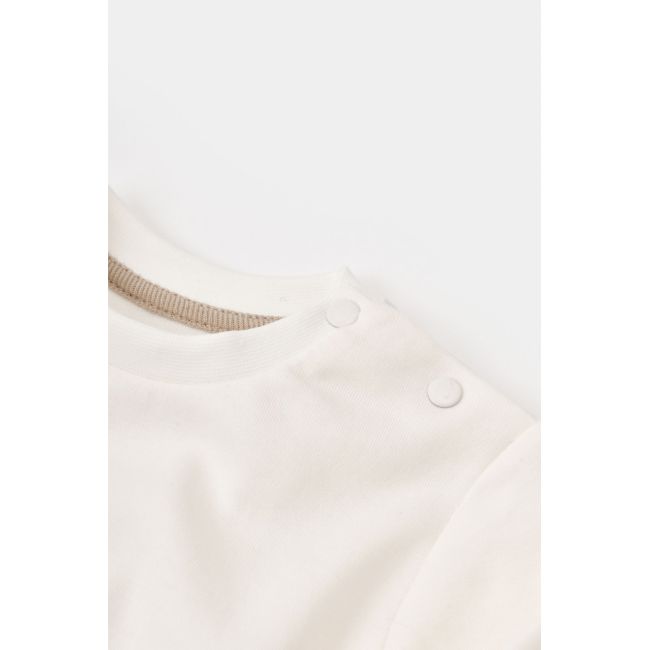 Set bluzita cu maneca lunga si panataloni lungi cu buline Girafa, BabyCosy, 100% bumbac organic, Ecru (Marime: 18-24 Luni) JEMBC-CSY2012-18