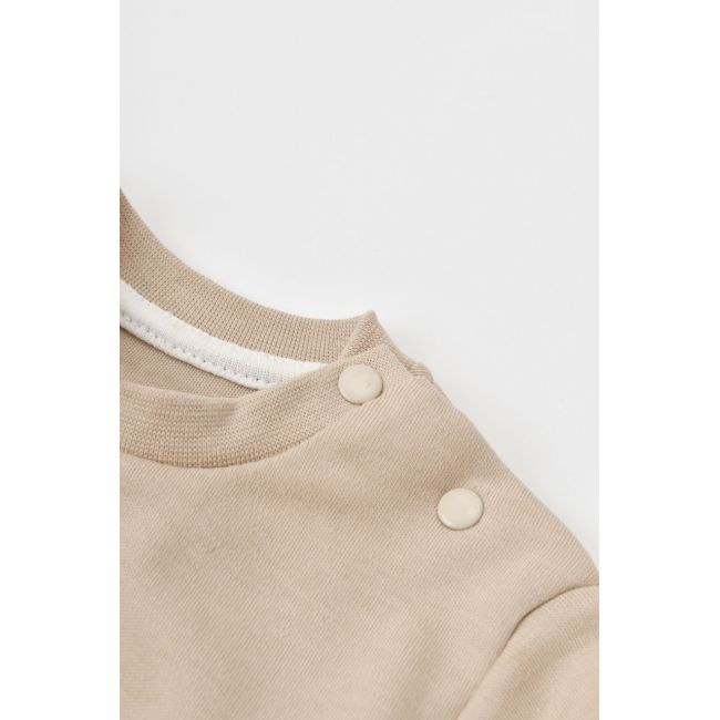 Set bluzita cu maneca lunga si panataloni lungi cu buline Girafa, BabyCosy, 100% bumbac organic, Mink (Marime: 6-9 luni) JEMBC-CSY2013-6