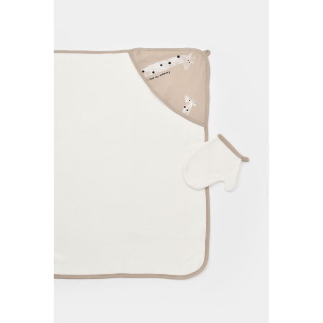 Set de baie cu prosop si manusa Girafa, BabyCosy, Mink JEMBC-CSY5956