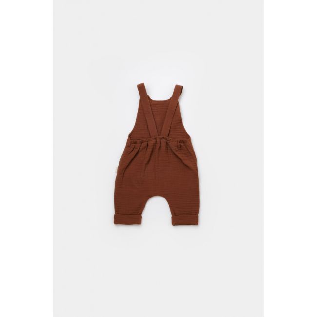 Salopeta de vara cu buzunare din muselina, BabyCosy, 100% bumbac organic, caramiziu (Marime: 18-24 Luni) JEMBC-CSYM7010-18