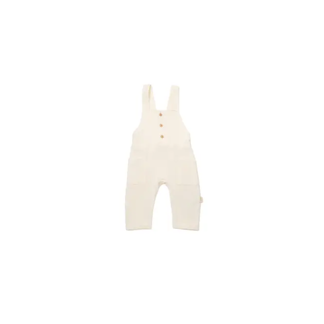 Salopeta de vara cu buzunare din muselina, BabyCosy, 100% bumbac organic, ecru (Marime: 3-6 Luni) JEMBC-CSYM7009-3